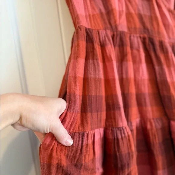 Universal Thread Red Plaid Midi Dress - Picture 3 of 9